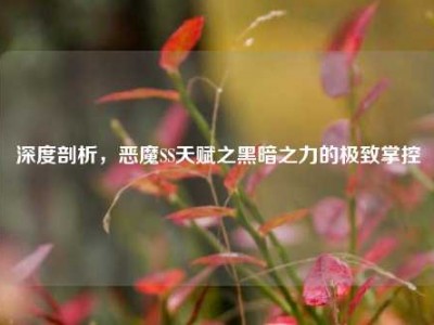 深度剖析，恶魔SS天赋之黑暗之力的极致掌控
