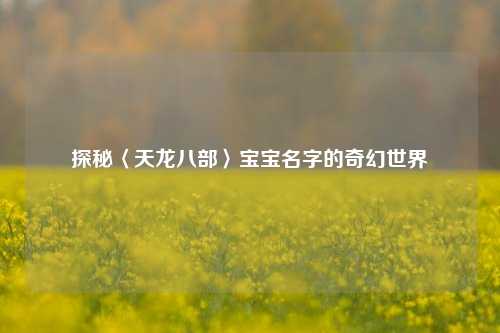 探秘〈天龙八部〉宝宝名字的奇幻世界