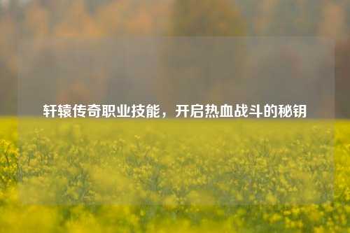 轩辕传奇职业技能，开启热血战斗的秘钥