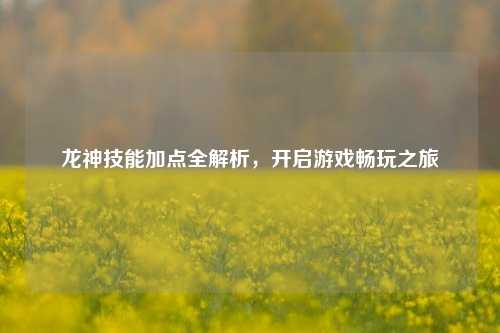 龙神技能加点全解析,开启游戏畅玩之旅